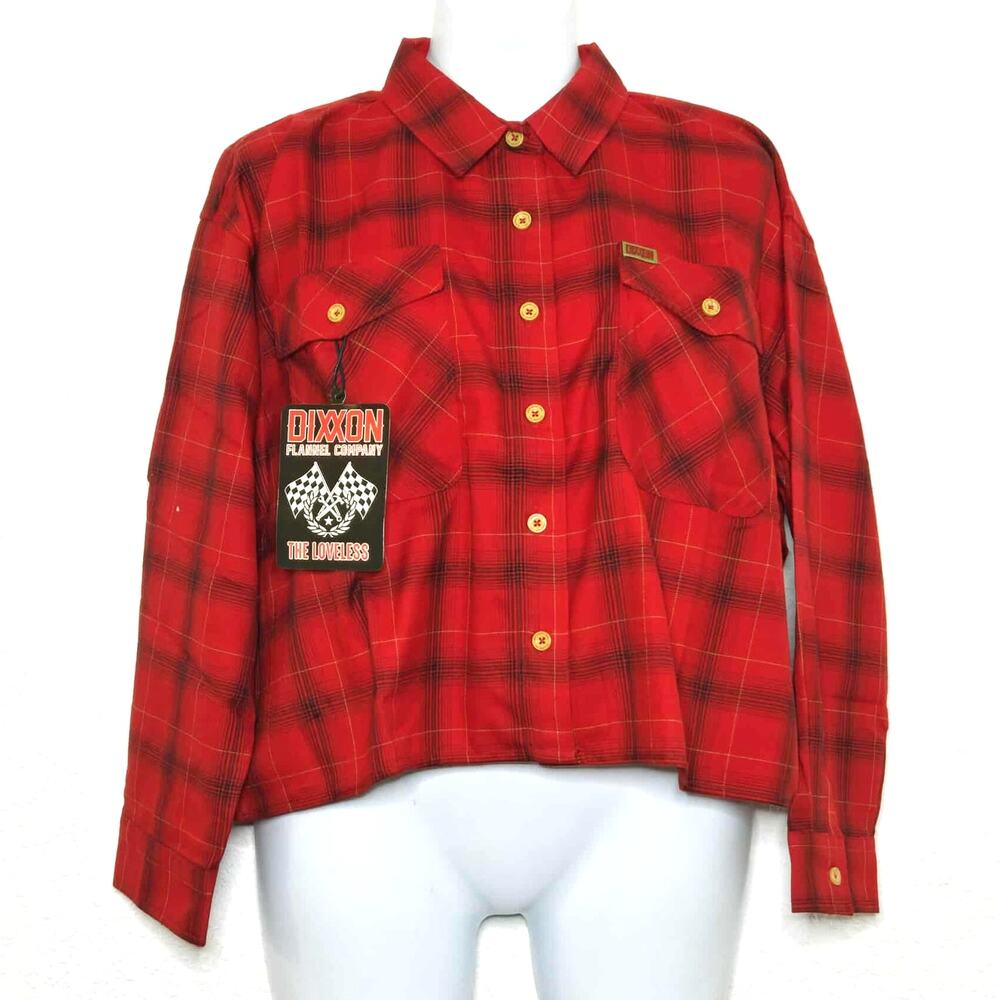 Dixxon Women's The Loveless Red Flannel Crop Top Long Sleeve Plaid Size 2X NWT